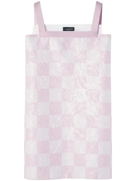 Rochie mini Versace în carouri cu imagine de costum roz