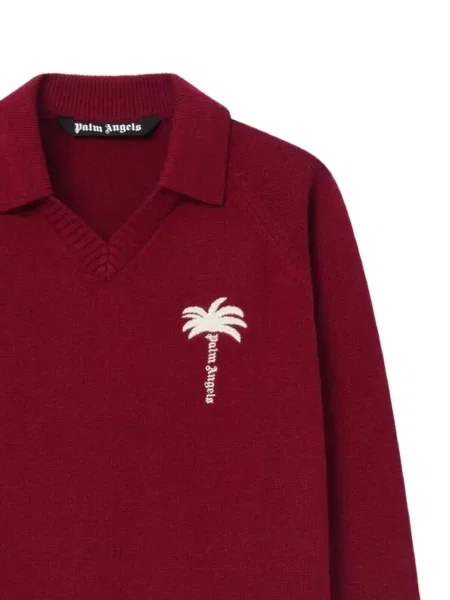 Pulover Palm Angels cu decolteu în V roșu