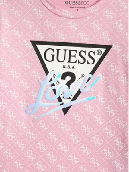 Guess Marškinėliai Regular Fit rožinė
