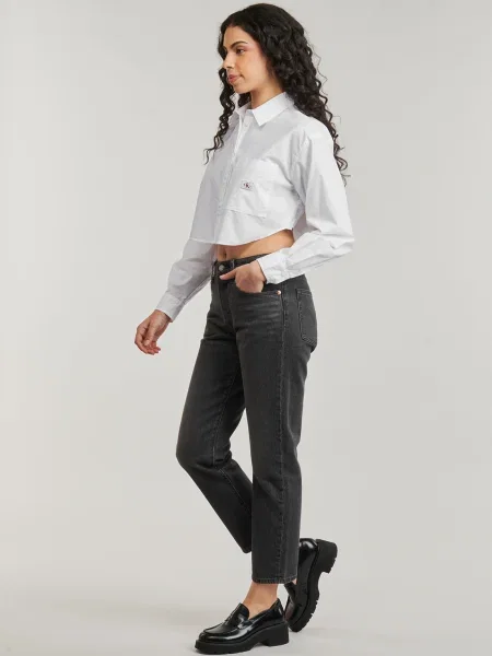 Cropp cămașă Calvin Klein Jeans alb