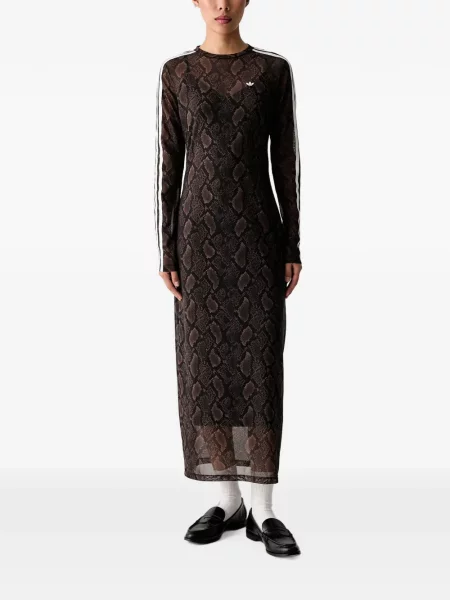 Lung rochie maxi Adidas cu imagine cu model piele de șarpe maro