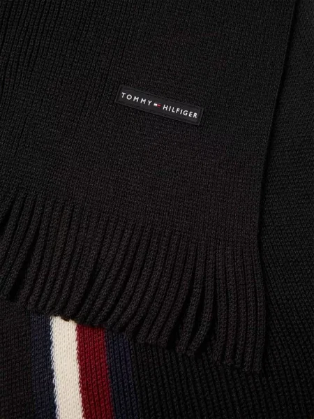 Tommy Hilfiger szalik z dodatkiem wełny gładki czarny