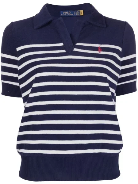 Dzianinowa krótka haftowana koszula Polo Ralph Lauren czarna