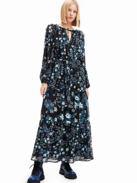 Desigual Rochie RHODE ISLAND albastru / verde / negru / murdar alb