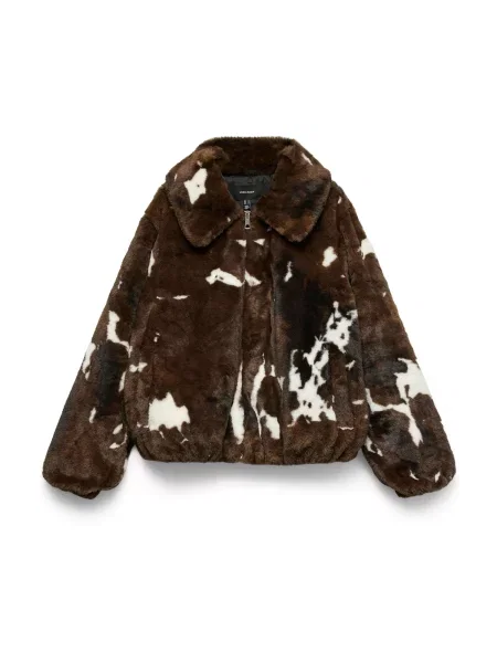 VERO MODA Přechodná bunda režná / čokoládová / černá bílá