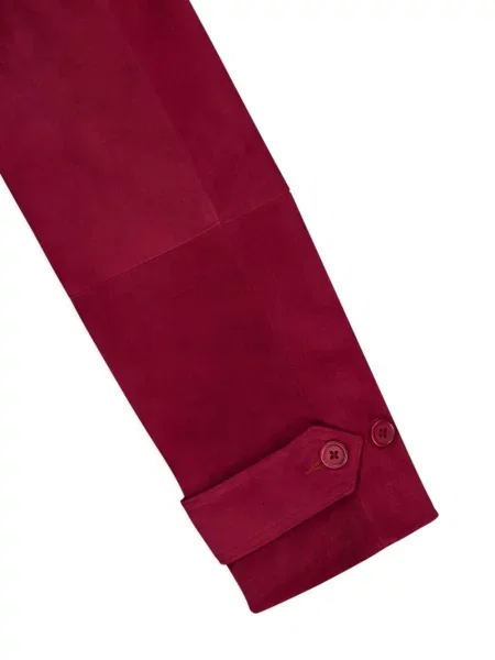 Trenci Paula din piele de căprioară roșu