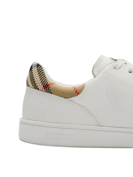Bőr kockás sneaker Burberry fehér