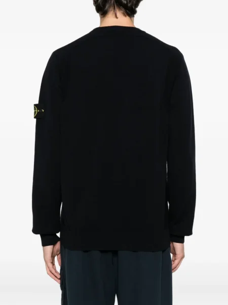 Pulover Stone Island cu decolteu rotund cu strasuri albastru