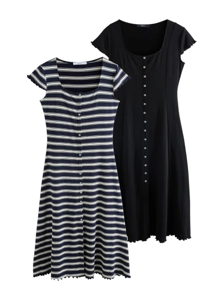 Next Rochie tip bluză bleumarin / negru alb