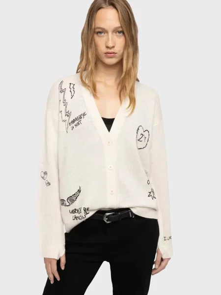 Кашемировый кардиган Zadig&voltaire белый