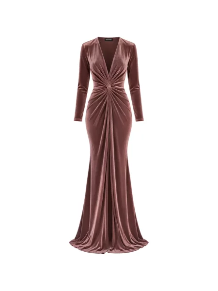 Rochie maxi Roserry cu decolteu în V roz