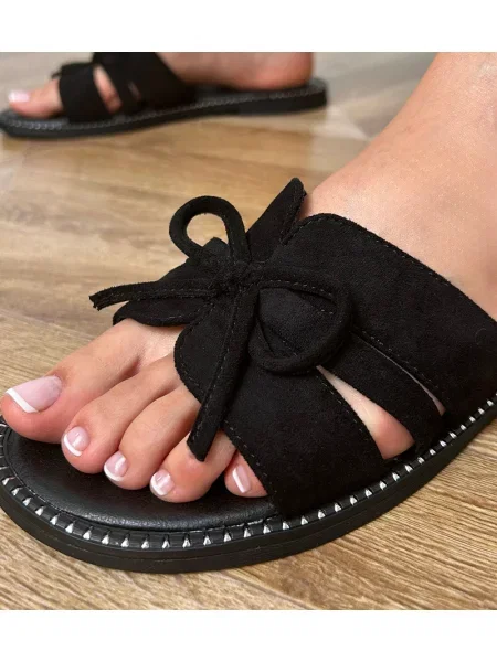 Șlapi D/ceo cu funde negru