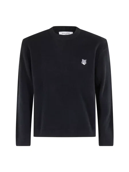 Sweter Maison Kitsune wełniany czarny