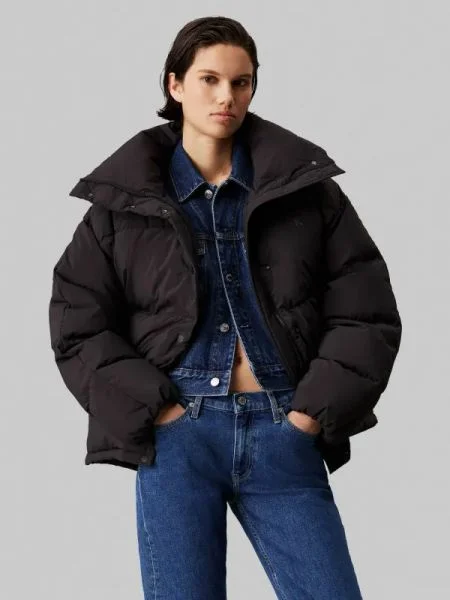 Calvin Klein Jeans Steppelt kabát | Relaxed fit fekete