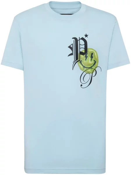 Tricou Philipp Plein din jerseu albastru