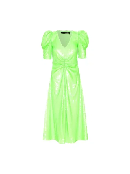 Sukienka Rotate Birger Christensen z cekinami z dekoltem w serek zielona