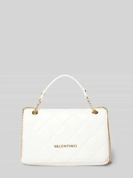 Lniana torebka crossbody Valentino Bags pikowana biała