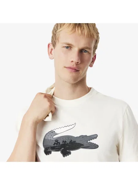 Lacoste Koszulka Sport Ultra Dry Landscape Crocodile beżowy
