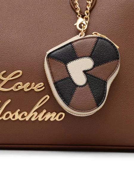 Висулка Love Moschino със сърца с автограф кафяво