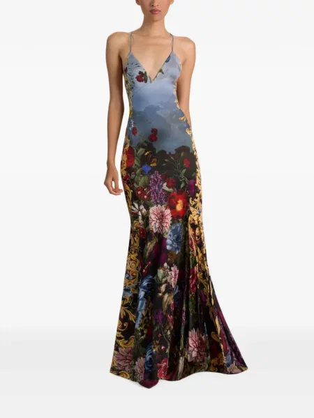 Rochie maxi Alice + Olivia cu model floral cu imagine albastru
