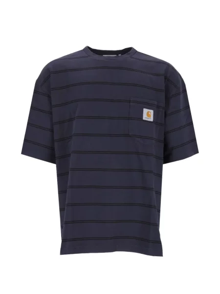 Tricou Carhartt Wip cu dungi albastru