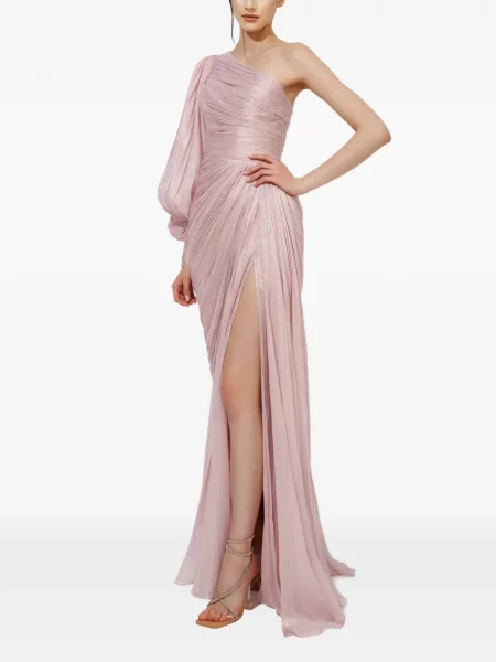 Maxi rochie maxi Iris Serban cu un umăr gol de costum roz