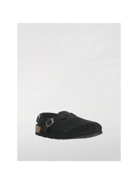 Klapki Birkenstock zamszowe na sprzączkę czarne
