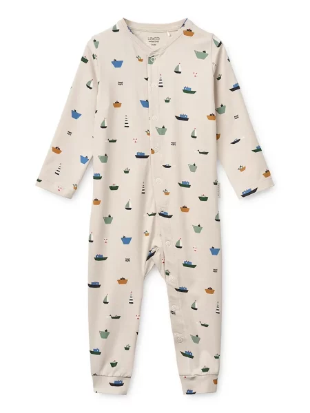 Liewood Kombinezon za bebe Birk Printed Pyjamas Jumpsuit bež