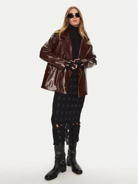 ACCESS FASHION Bunda z imitace kůže hnědá