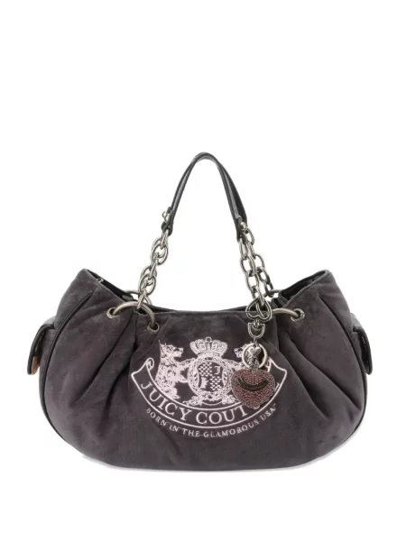 Geantă shopper Juicy Couture din velur gri