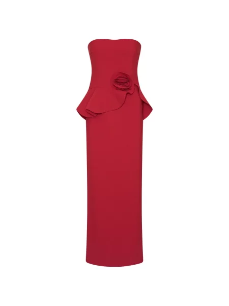 Lung rochie Rotate Birger Christensen cu model floral fără bretele roșu