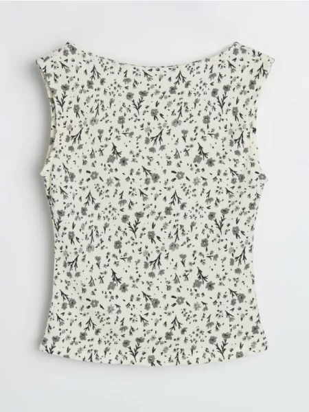 Блузка без рукавів з квітковим принтом різнобарвний