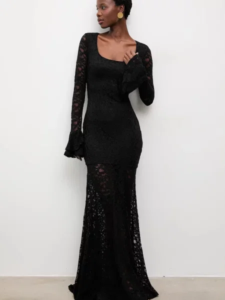 Answear.LAB rochie maxi evazati negru