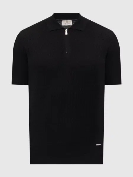 Поло з шовком з геометричним візерунком Enrico Mandelli чорне