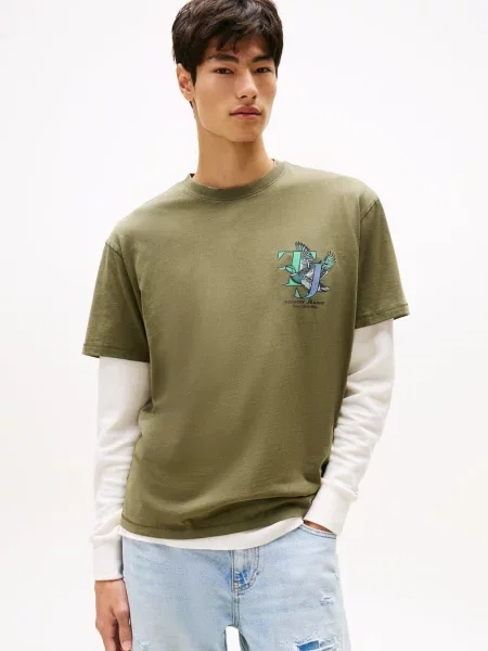 Tommy Jeans Koszulka Mężczyźni jednolity S zielony