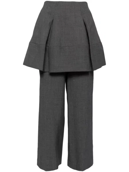 Szerokie spodnie Enfold wełniane szare