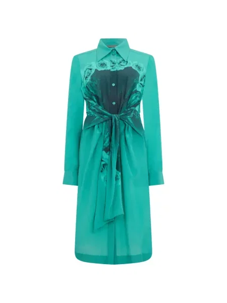 Rochie tip cămașă Alberta Ferretti cu imagine albastru