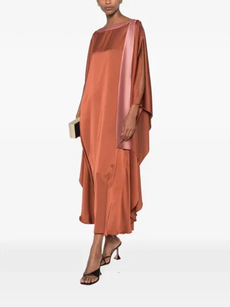 Rochie Le Rjtange din satin drapată maro