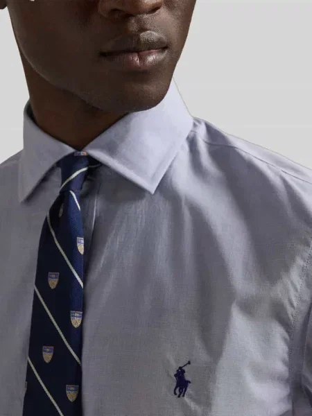 Koszula biznesowa o kroju slim fit z czystej bawełny Polo Ralph Lauren błękitna