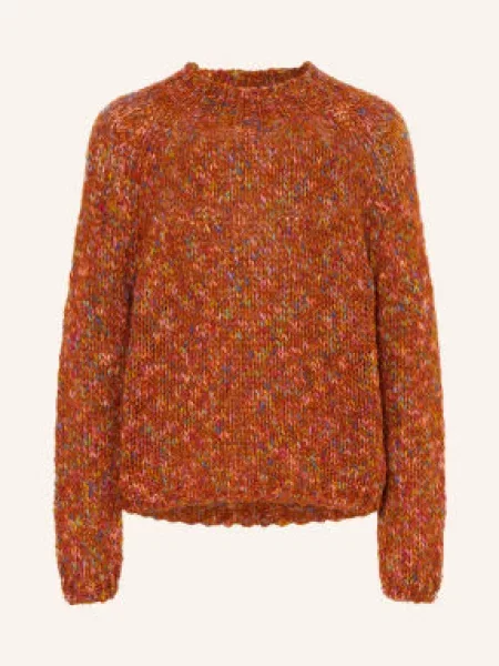Rich & Royal Sweter Z Błyszczącą Przędzą braun pomarańczowy