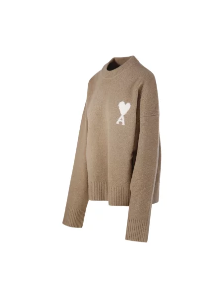 Sweter Ami Paris wełniany beżowy