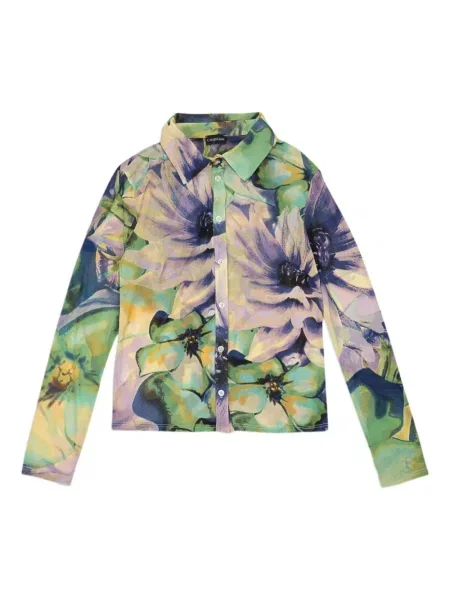 Cămașă Callipygian cu model floral cu imagine verde