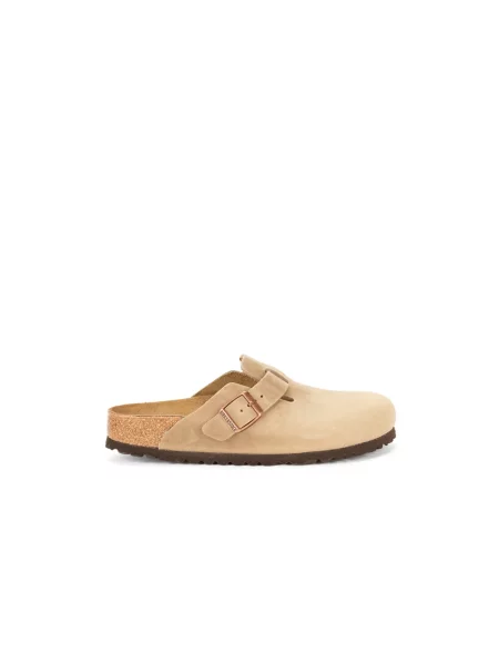 Klapki Birkenstock skórzane beżowe