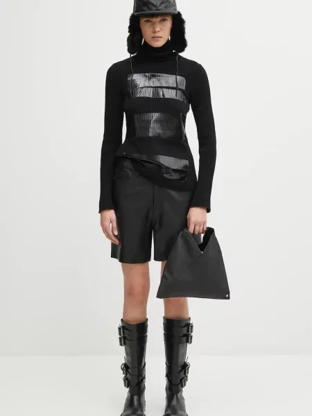 Шерстяная легкий водолазка Mm6 Maison Margiela черная