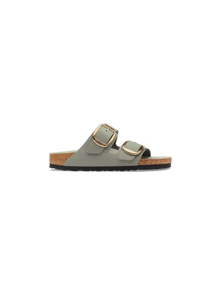 Klapki Birkenstock skórzane na sprzączkę zielone