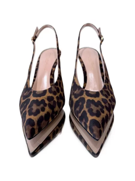 Pantofi cu toc Gianvito Rossi cu imagine cu model leopard maro
