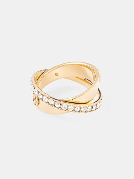 Tory Burch pierścionek pozłacany kryształowy Icon