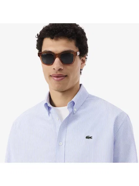 Lacoste Koszula Oxford W Paski Regular Fit niebieski