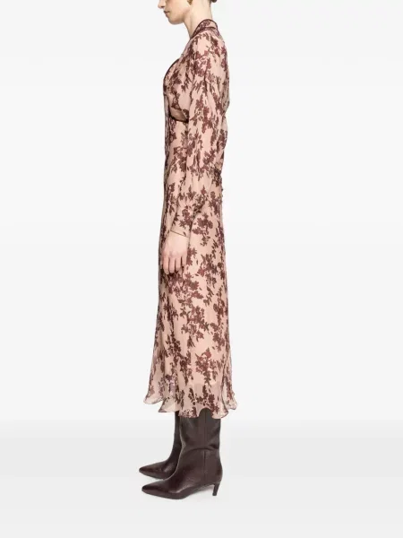 Rochie midi Nissa de mătase cu model floral