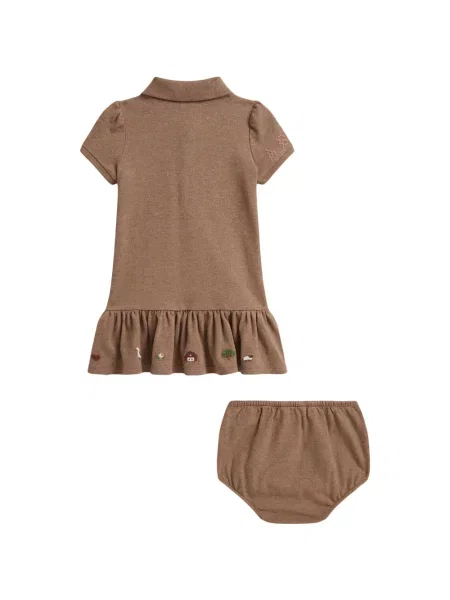 Sukienka dziecięca Polo Ralph Lauren brązowa